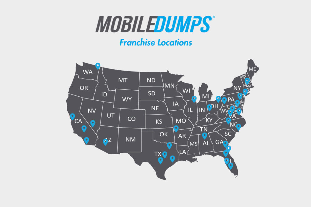 Map showing Mobile Dumps franchise locations